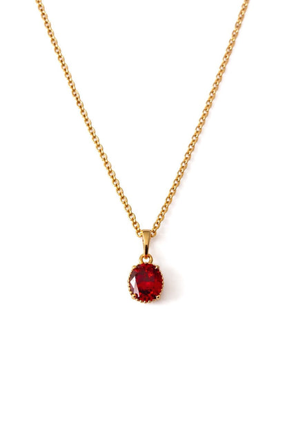 Apzeltīta kaklarota ar sarkanu ovālo kristālu - 18k - apzeltita - rotas