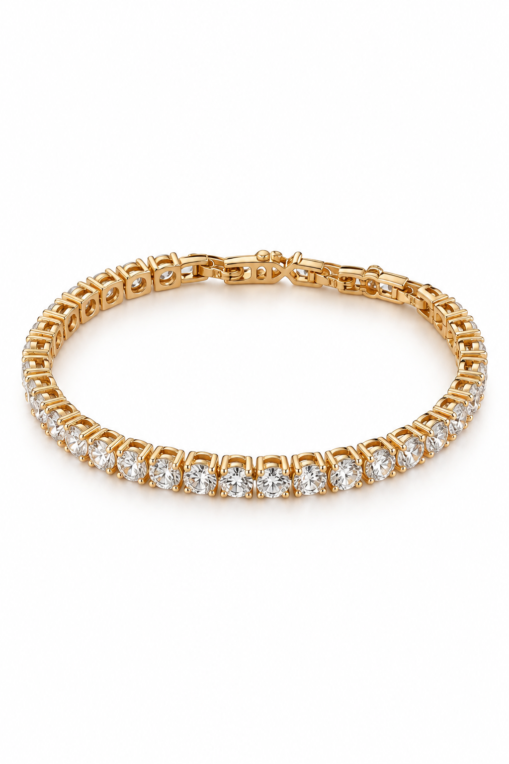 Apzeltīta Tennis rokassprādze uz balta fona