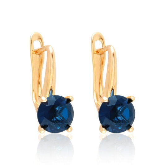 Blue Drop – Apzeltīti auskari ar dziļi ziliem kristāliem - 18k - apzeltita - rotas