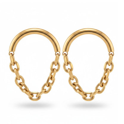 Golden Chain – Apzeltīti lieli nagliņauskari ar ķēdīti – apzeltītas rotaslietas | Tavas Rotas