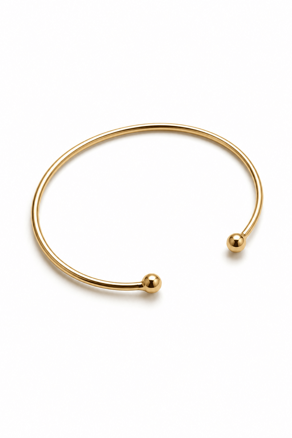 Tija – 18k apzeltīta bangle rokassprādze ar bumbiņu galiem apzeltītas rotaslietas sievietēm