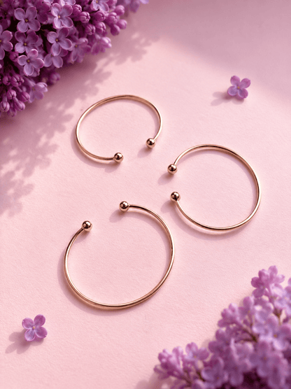 Tija – 18k apzeltīta bangle rokassprādze ar bumbiņu galiem apzeltītas rotaslietas sievietēm