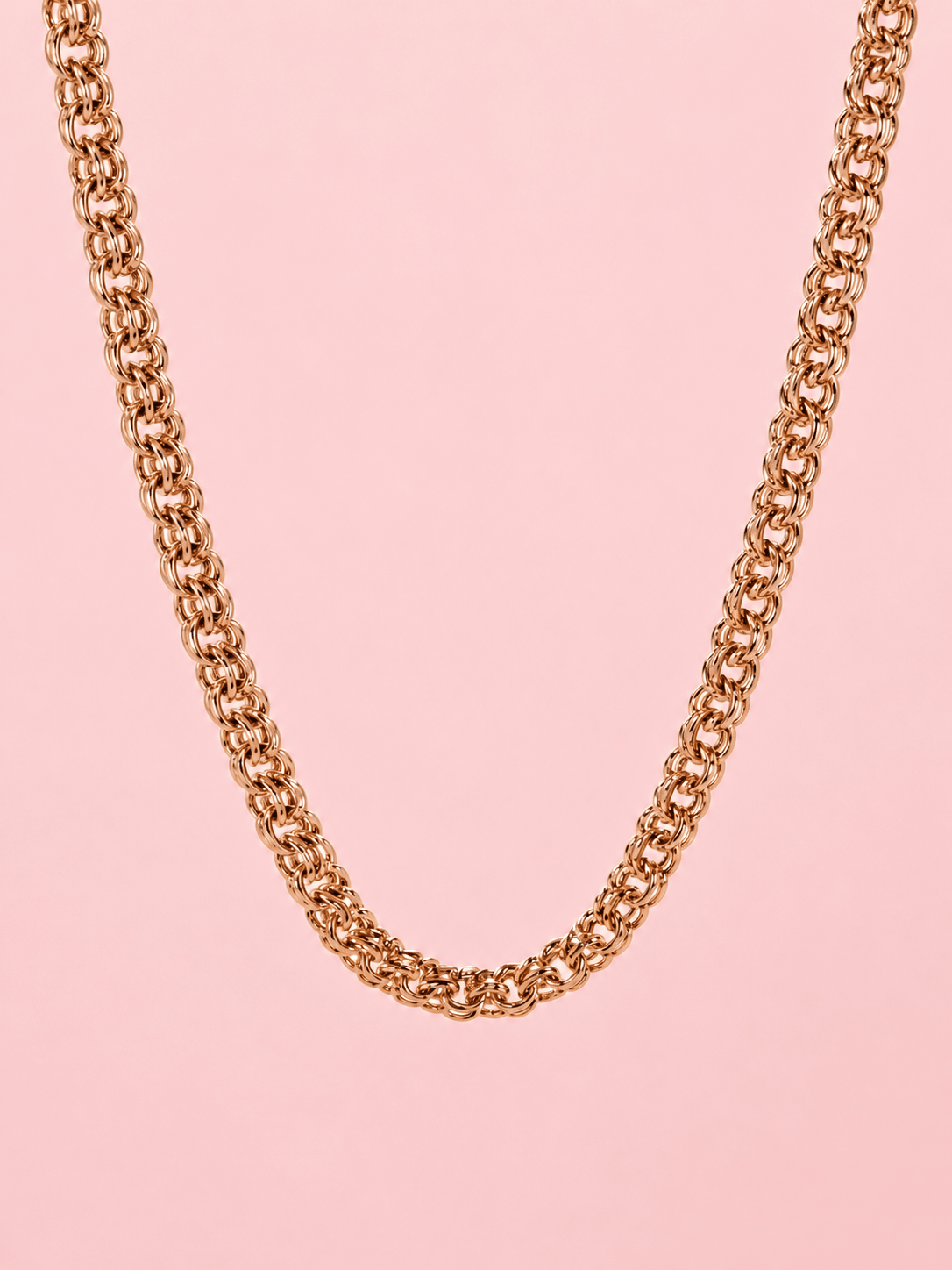 Unisex zelta toņa ķēdīte 50 cm, 5 mm – pinuma tuvplāns