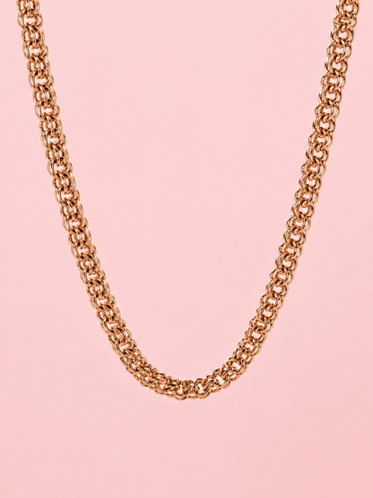 Unisex zelta toņa ķēdīte 50 cm, 5 mm – pinuma tuvplāns